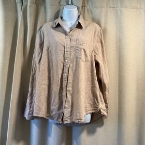 Gap Womens The Easy Shirt Size‎ L Beige Pocket Long Sleeve Button Up Outdoor